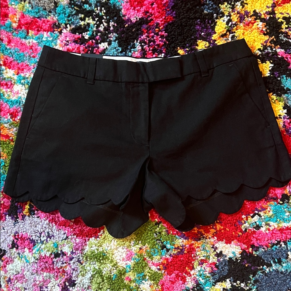 J. Crew Black Scalloped Hemmed Shorts